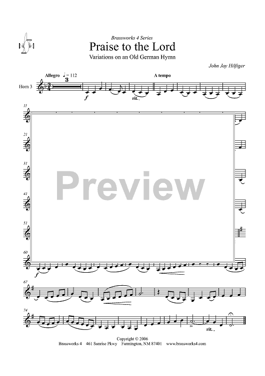 Praise to the Lord - Horn 3