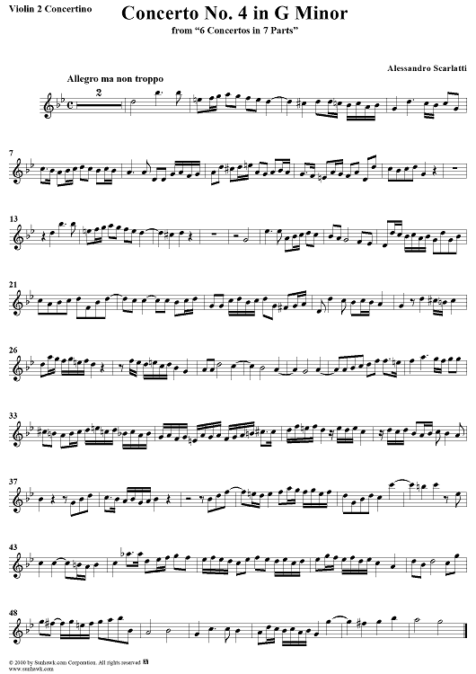 Concerto No. 4 in G Minor from "6 Concerti Grossi" - From "6 Concertos in 7 Parts" - Violin 2 Concertino