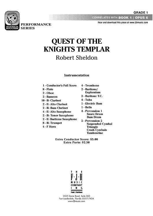 Quest of the Knights Templar - Score Cover