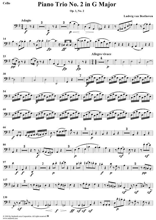 Piano Trio No. 2 in G Major, Op. 1, No. 2 - Cello