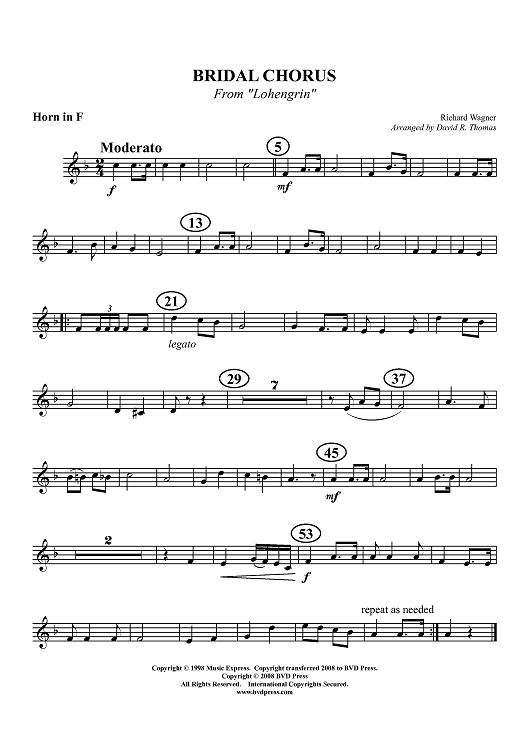 Wedding Music - Horn in F