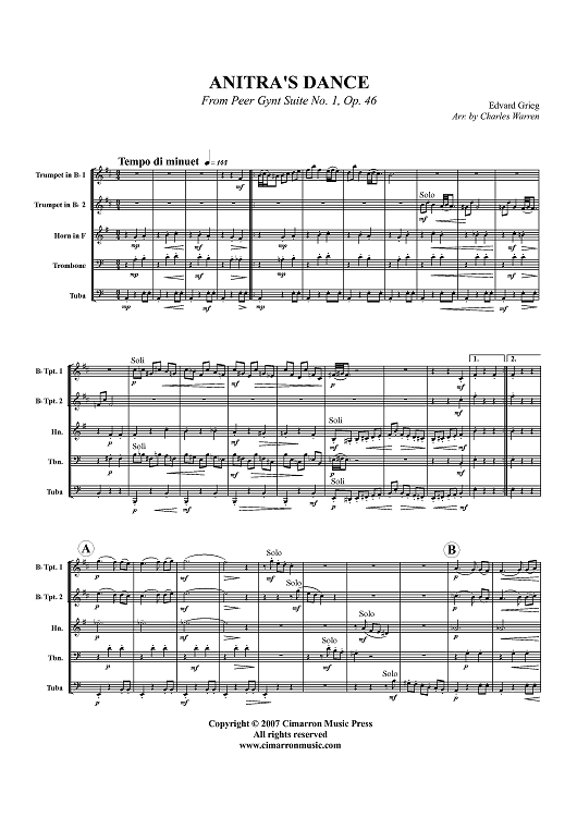 Anitra's Dance from "Peer Gynt Suite No. 1, Op. 46" - Score