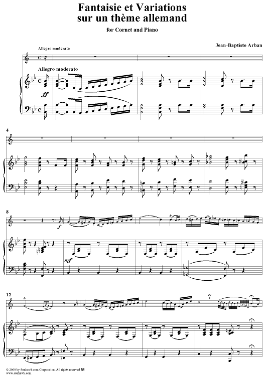 Fantaisie et Variations sur un thème allemand - Piano Score
