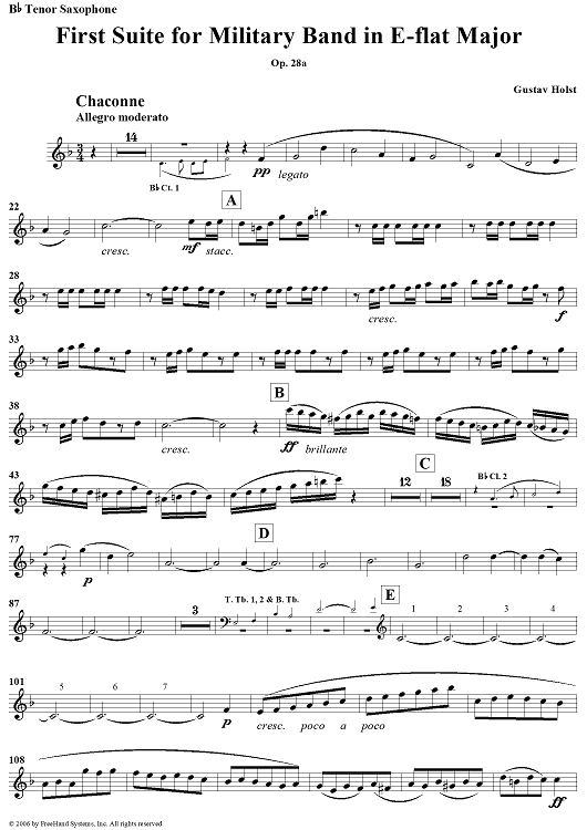 First Suite in E-flat, Op. 28a - Tenor Saxophone