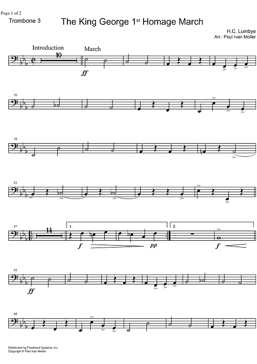 King George 1st Homage March - Trombone 3