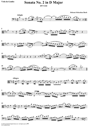 Sonata No. 2 in D Major - Viola da Gamba - Viola da gamba