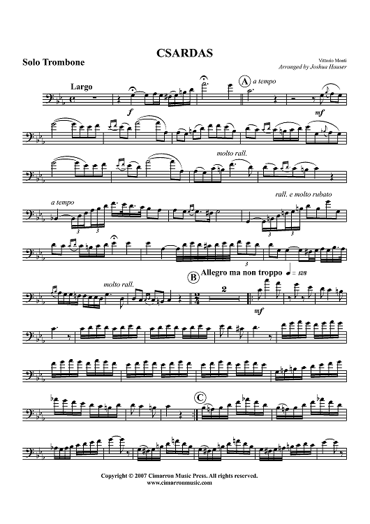Csardas - Solo Trombone