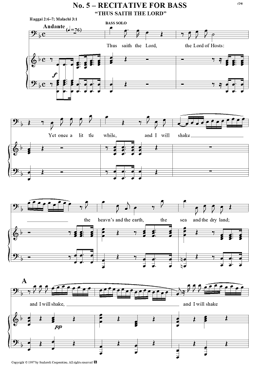 Messiah, no. 5: Thus saith the Lord - Piano Score