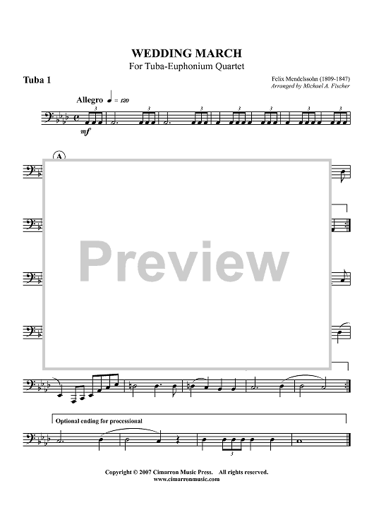 Wedding March - For Tuba-Euphonium Quartet - Tuba 1