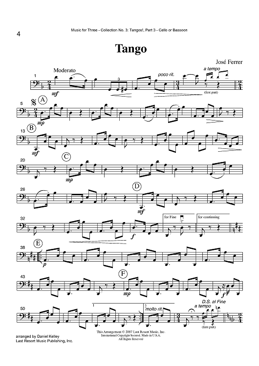 Tango - Part 3 Cello or Bassoon