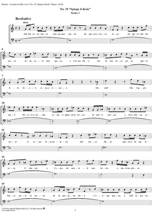 "Spiega il desio", No. 19 from "Ascanio in Alba", Act 2, K111 - Full Score