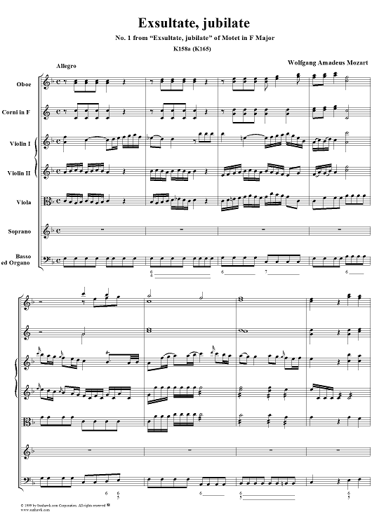 Exsultate, jubilate - No. 1 from "Exsultate, jubilate" Motet in F major - K158a (K165)