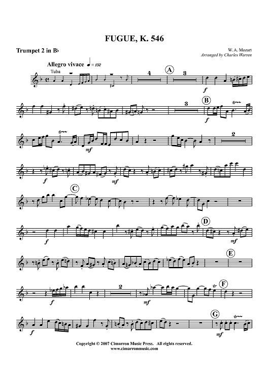 Fugue in C Min, K. 546 - Trumpet 2 in B-flat