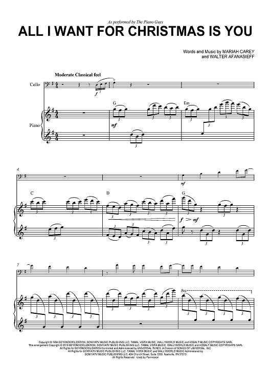 All I Want For Christmas Is You - as performed by The Piano Guys