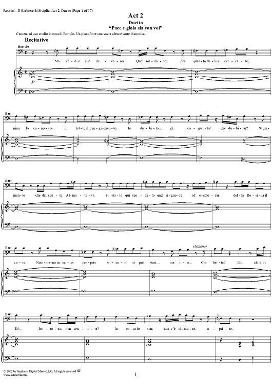 Duetto: Pace e gioia, No 13 from "Il Barbiere di Siviglia" - Full Score