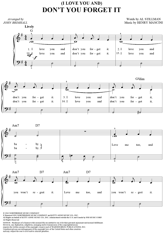 (I Love You And) Don't You Forget It