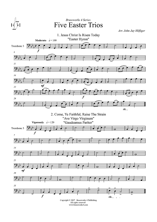 Five Easter Trios - Trombone 3