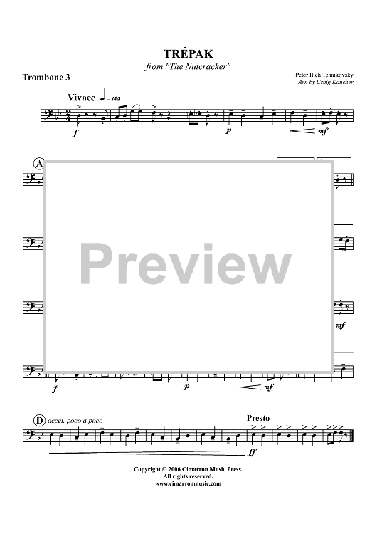 Suite from ''The Nutcracker''. Danse russe Trépak - Trombone 3