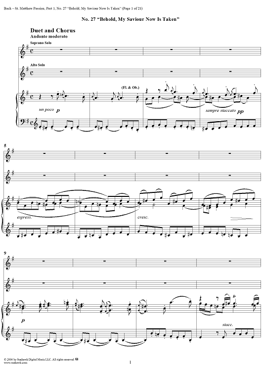 St. Matthew Passion: Part I, No. 27, "Behold, My Saviour Now Is Taken"