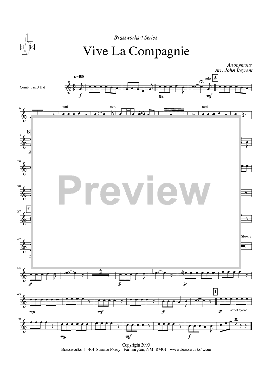 Vive La Compagnie - Cornet 1 in Bb