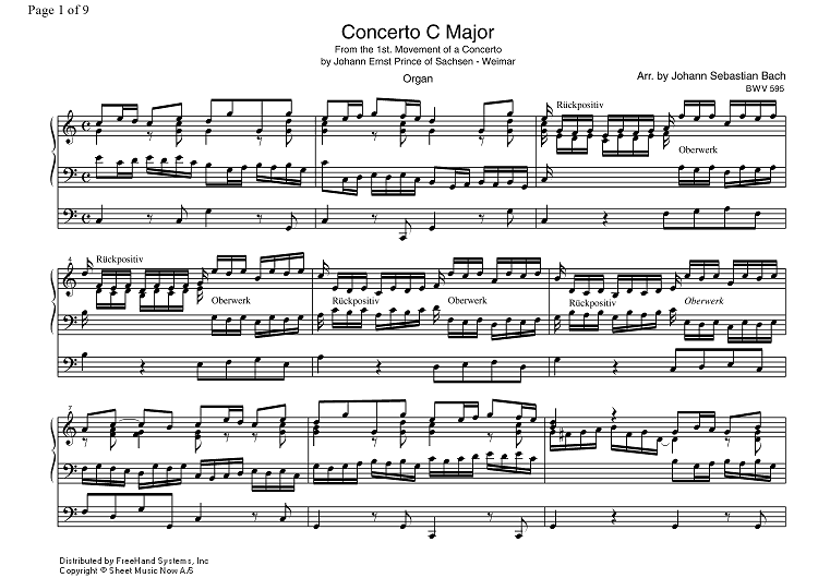 Concerto C Major BWV 595