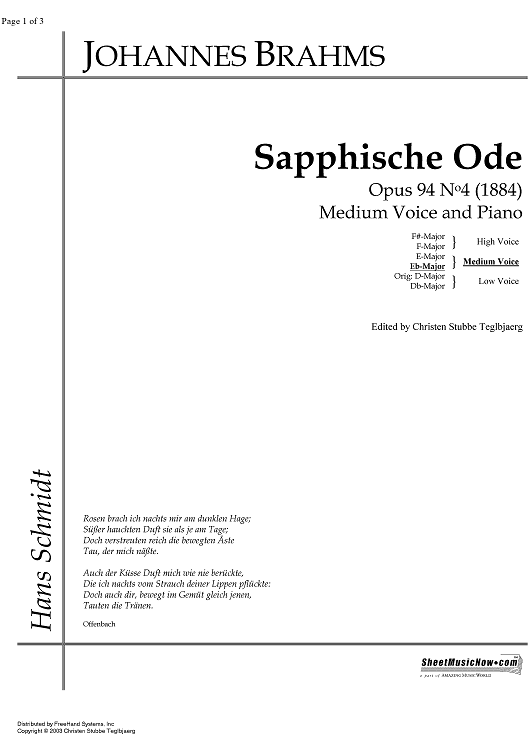 Sapphische Ode Op.94 No. 4