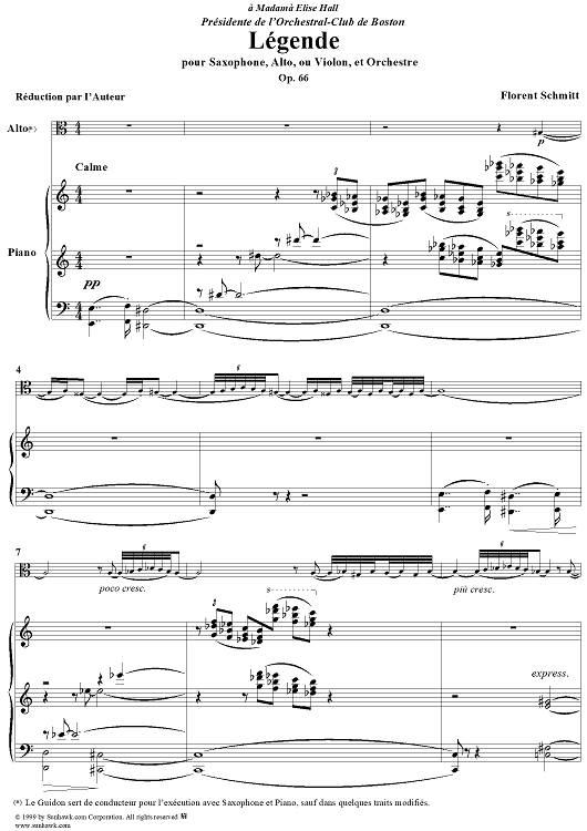 Légende - Piano Score