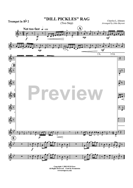 "Dill Pickles" Rag - Trumpet 2 in Bb