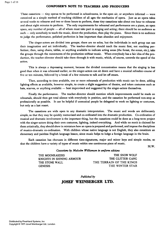 The Stone Wall - Score