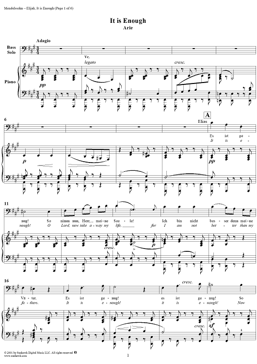 It is Enough - No. 26 from "Elijah", part 2