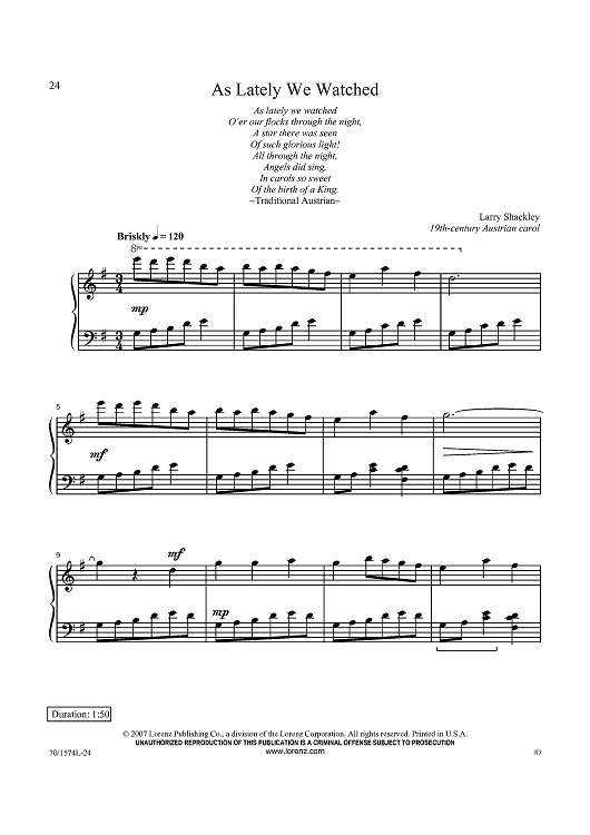 As Lately We Watched