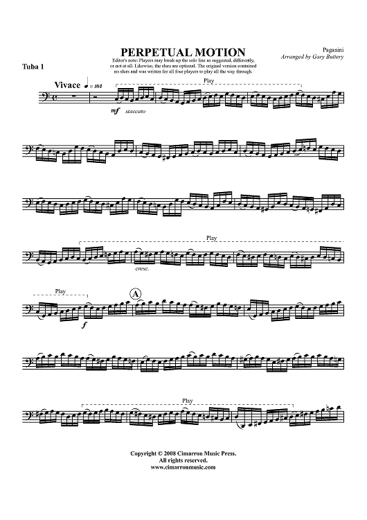 Moto Perpetuo (Perpetual Motion) - Tuba 1