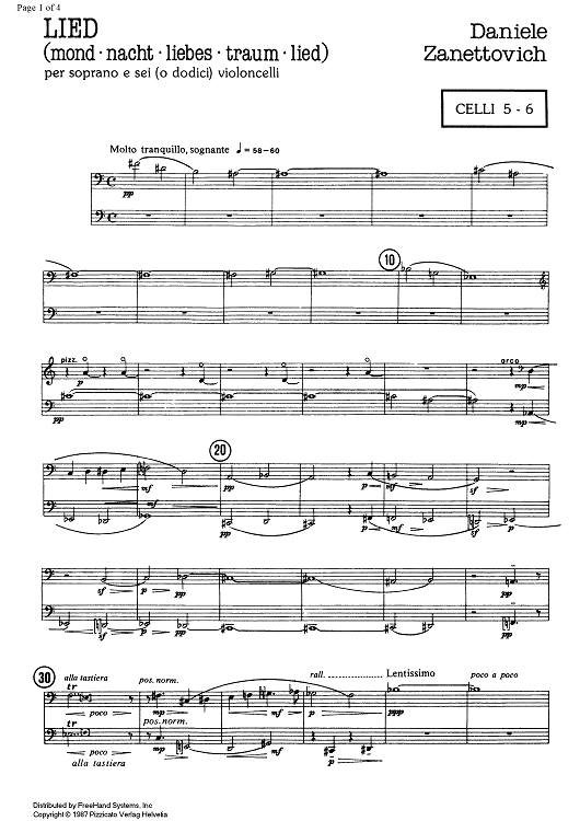 Lied (mond - nacht - liebes - traum - lied) - Cellos 5 & 6