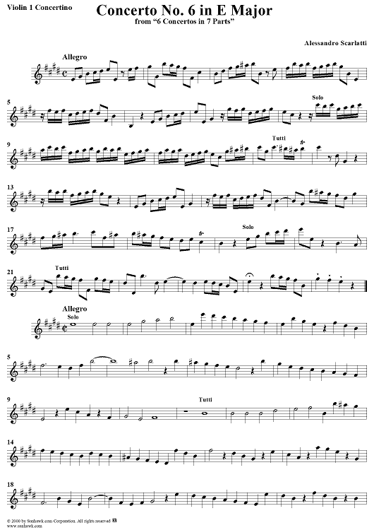 Concerto No. 6 in E Major from "6 Concerti Grossi" - From "6 Concertos in 7 Parts" - Violin 1 Concertino