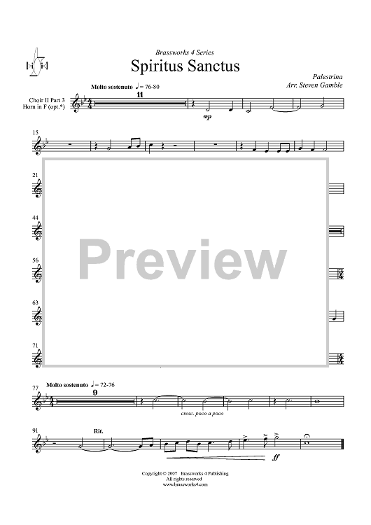 Spiritus Sanctus - Choir II Part 3, Horn in F (Opt.)