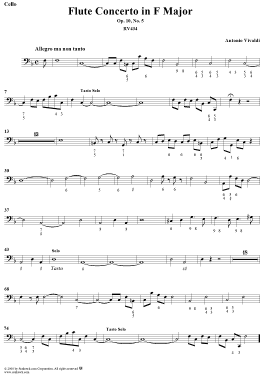 Flute Concerto in F Major, Op. 10, No. 5 - Cello