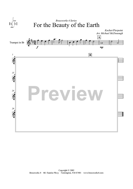 For the Beauty of the Earth - Trumpet in B-flat