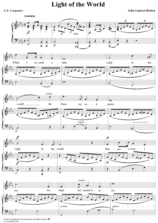 Light of the World" Sheet Music for Voice/Piano - Sheet Music Now Image John Hatton image beautiful - Light of the World" Sheet Music for Voice/Piano - Sheet Music Now