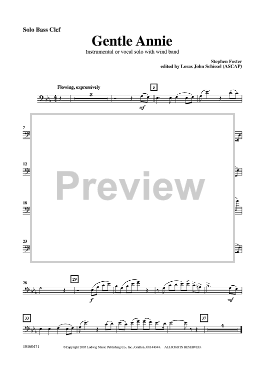 Gentle Annie - Solo Bass Clef