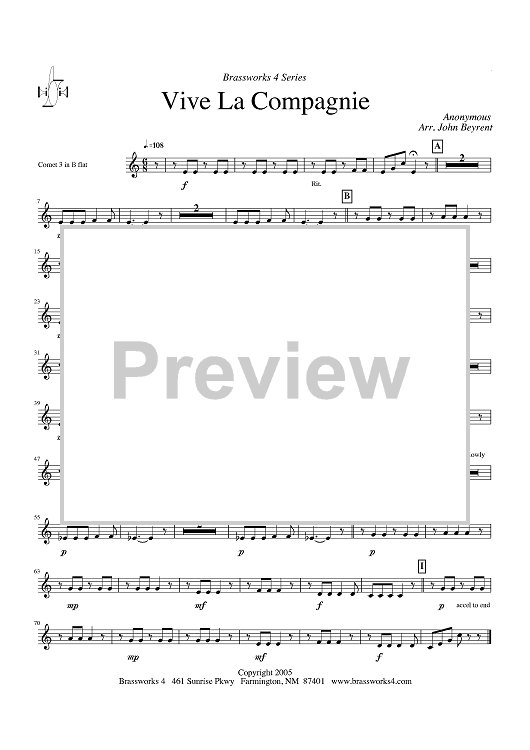 Vive La Compagnie - Cornet 3 in Bb