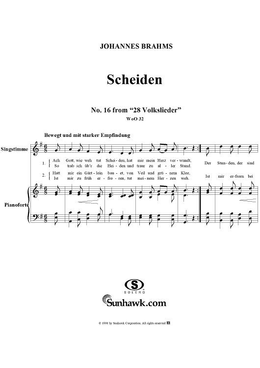 Scheiden - No. 16 from "28 Volkslieder"  WoO 32