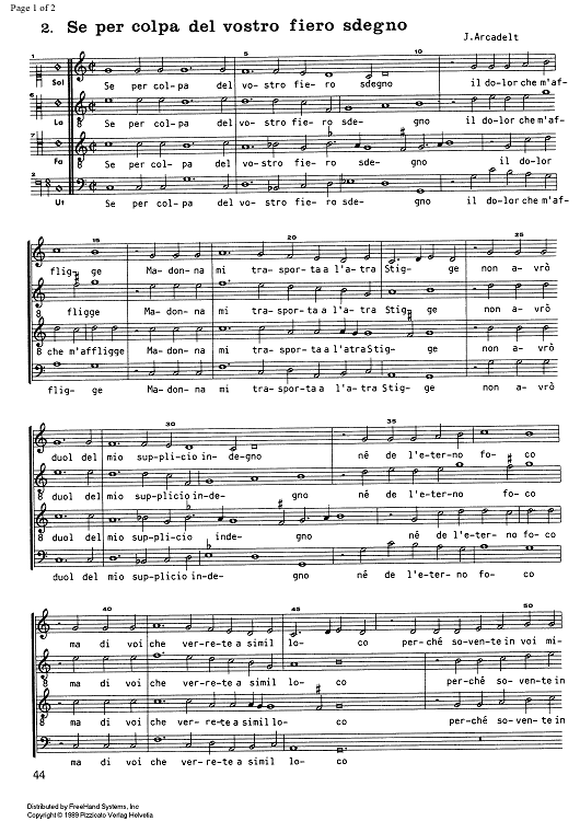 Se per colpa del vostro fiero sdegno from 20 Madrigali - Score