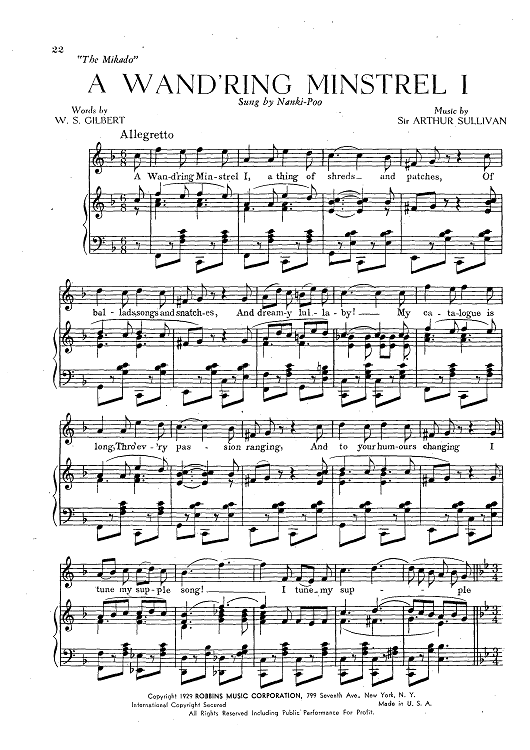 A Wand'ring Minstrel I