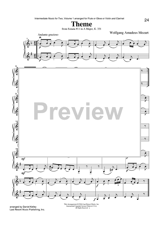 Theme - from Sonata #11 in A Major, K. 331