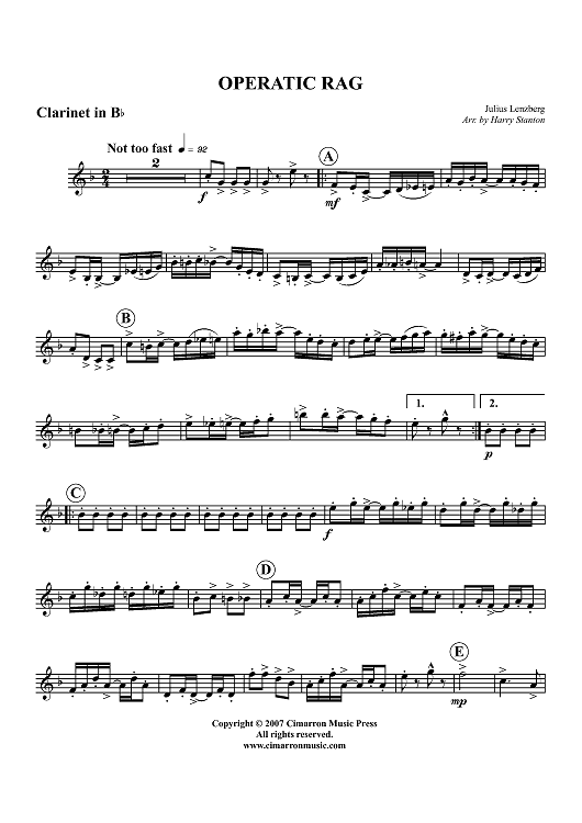 Operatic Rag - Clarinet in B-flat