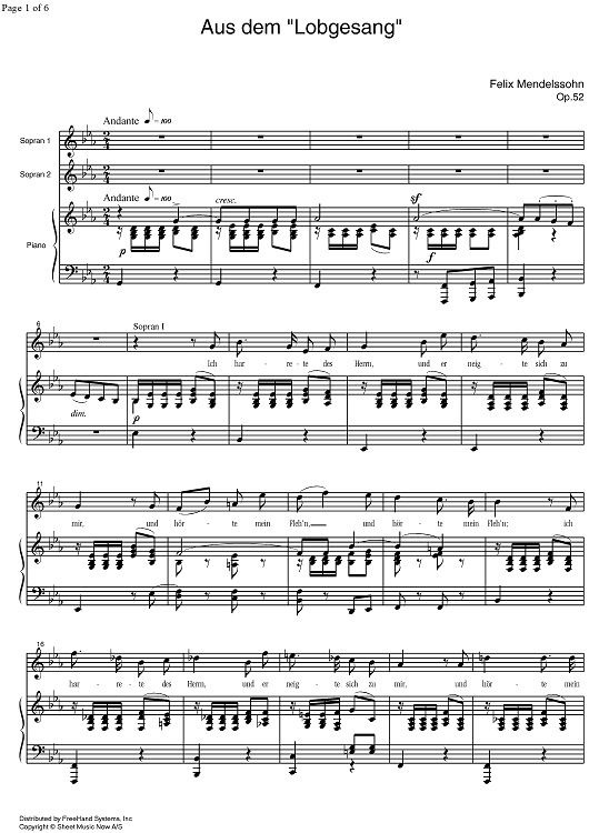 Aus dem Lobgesang Op.52