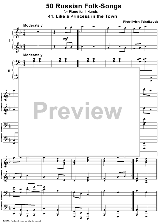 50 Russian Folk-Songs. No. 44. Like a Princess in the Town