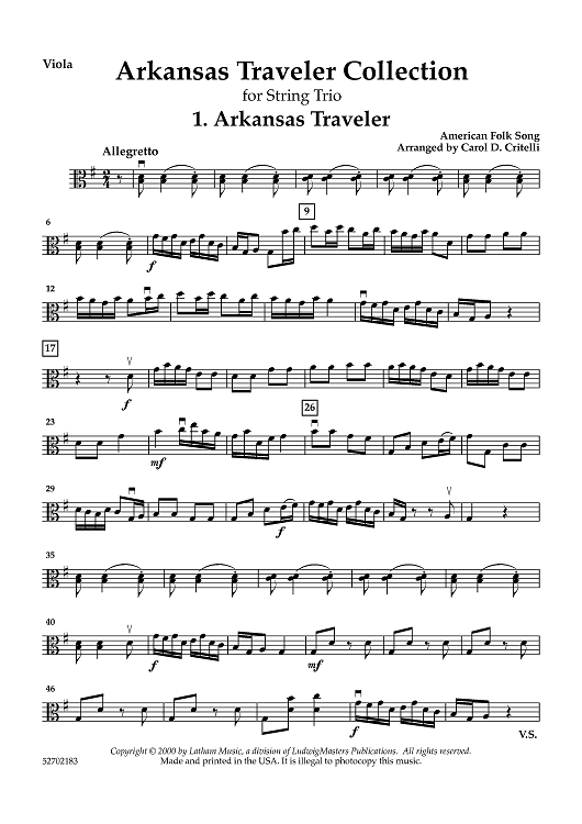 Arkansas Traveler Collection - for String Trio - Viola