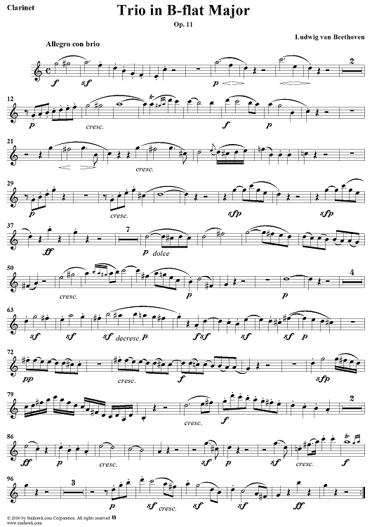 Piano Trio No. 4  (in place of Violin) - Clarinet