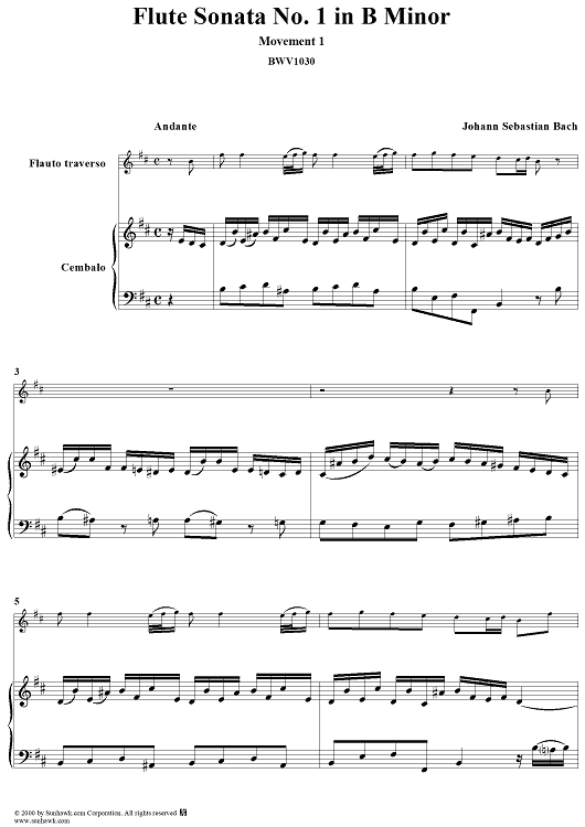 Flute Sonata No. 1, Movement 1 - Piano Score